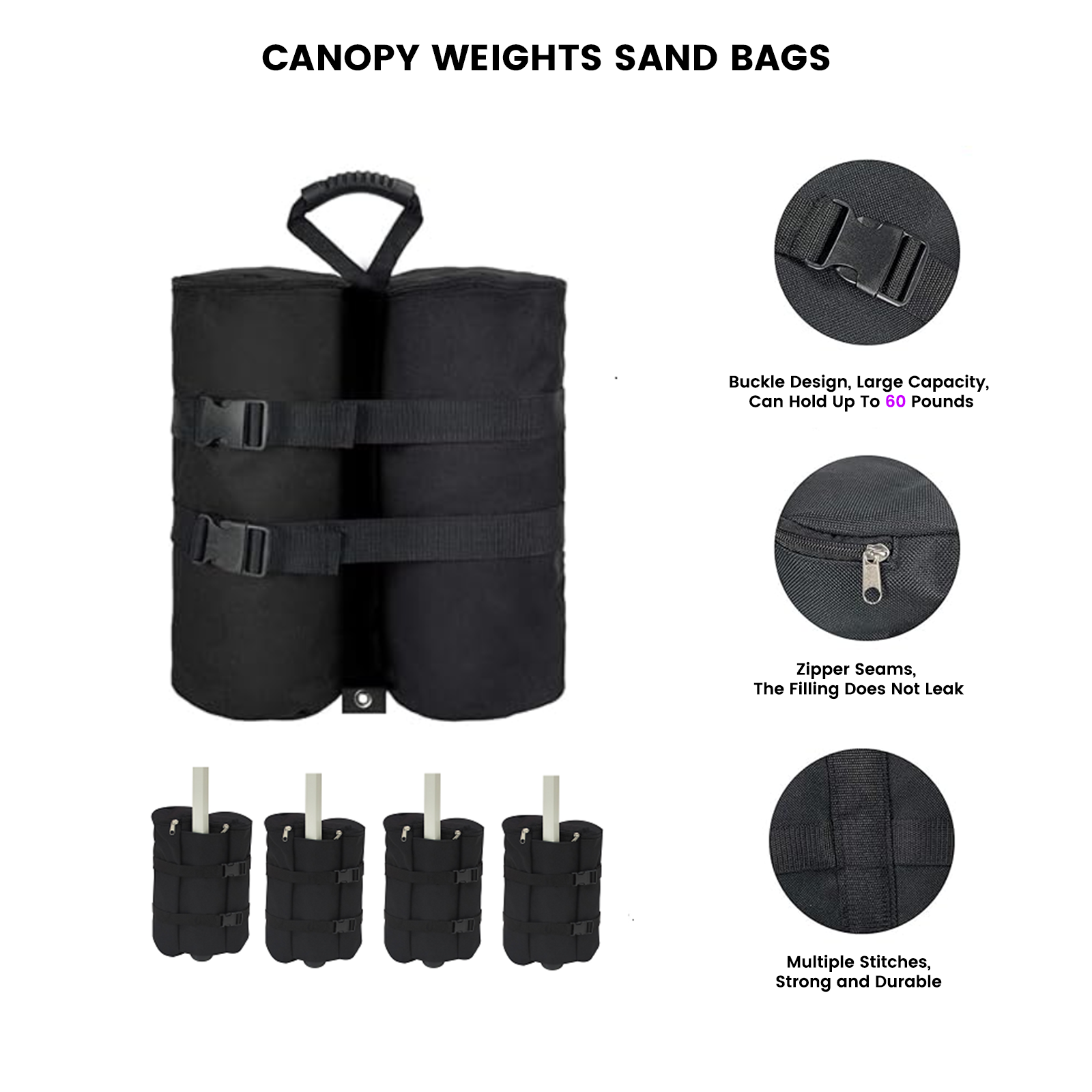 Tent Weight Bags - Standard 4 Pack