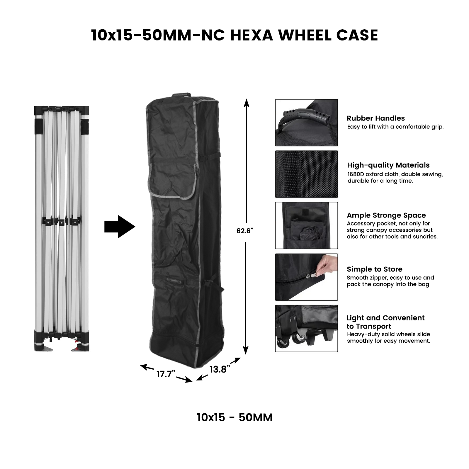 10' x 15' Tent Wheel Roller Case - 50MM Frame