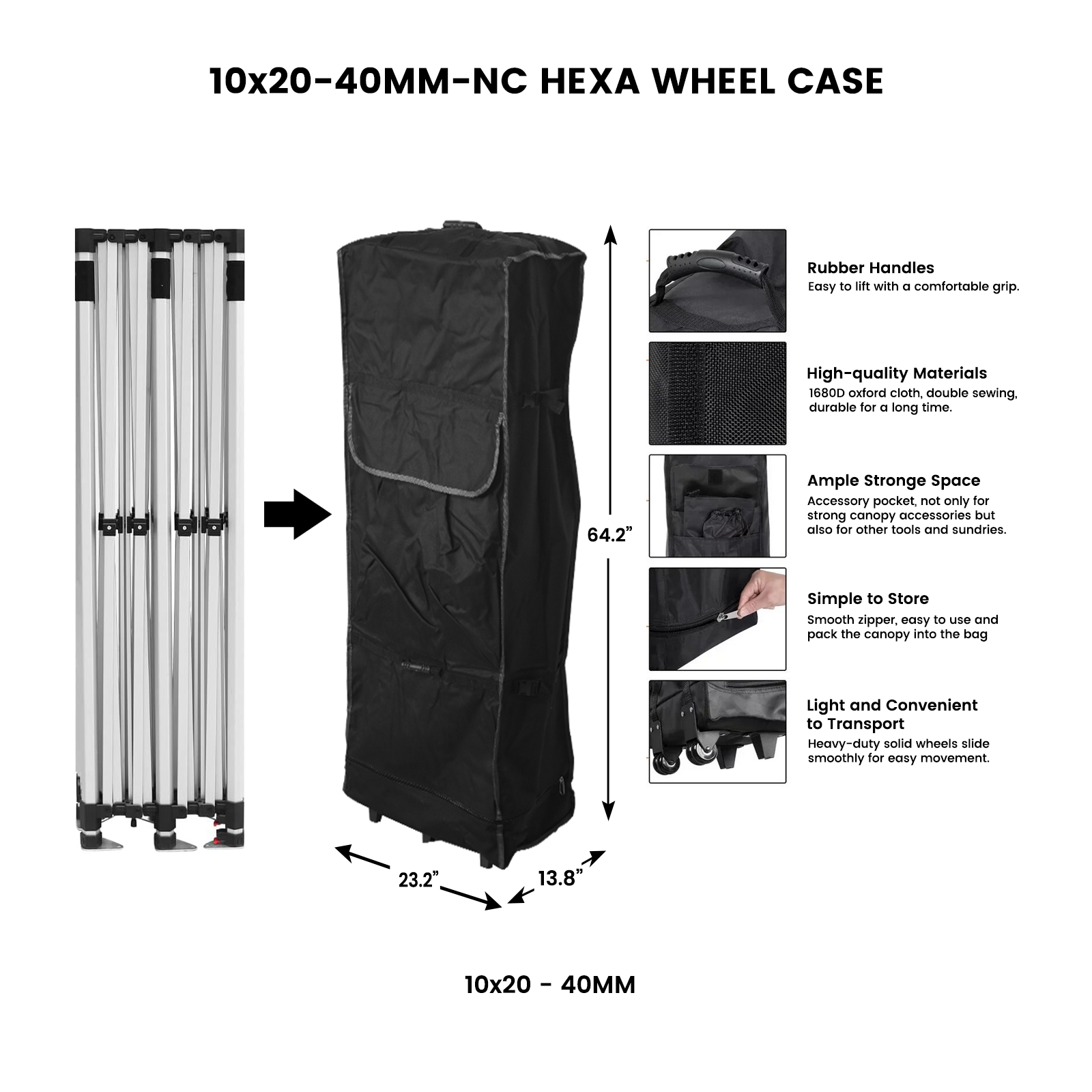 10' x 20' Tent Wheel Roller Case - 40MM Frame