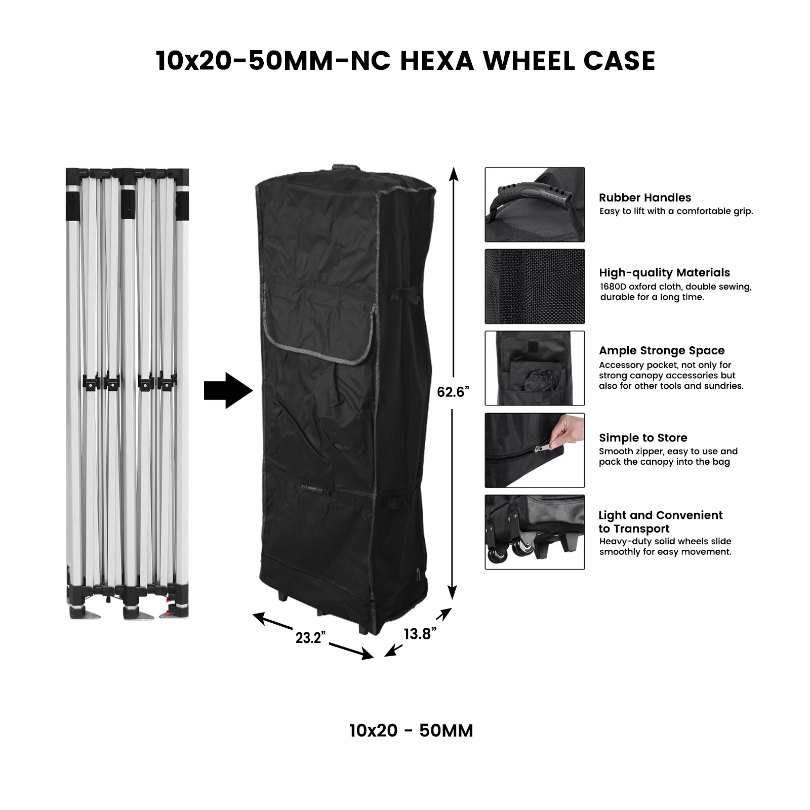 10' x 20' Tent Wheel Roller Case - 50MM Frame